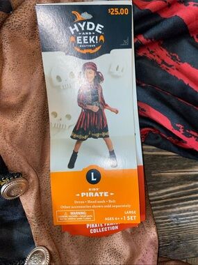 Hyde and Eek! Kids' Red and Black Pirate Costume with head sash and belt